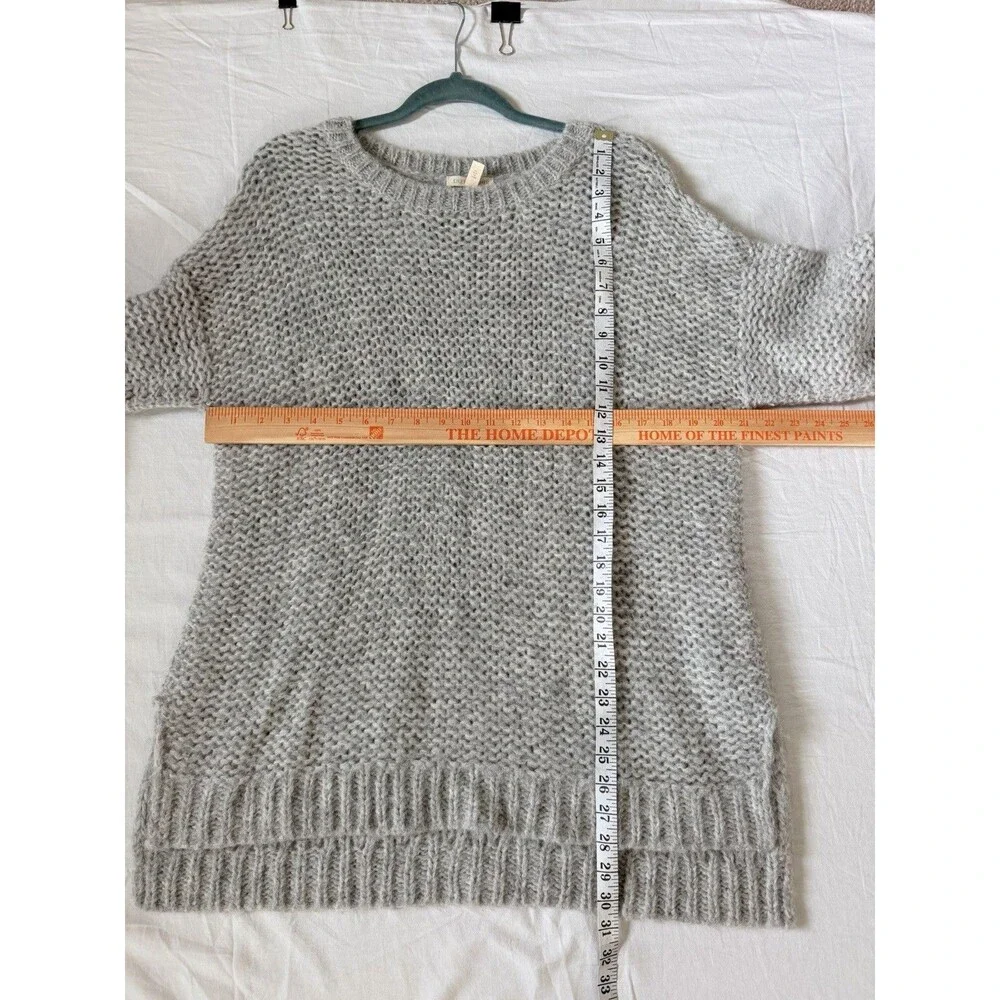 Eileen Fisher Alpaca Sweater M Gray Chunky Knit Peru Boxy Cozy Minimalist Luxury